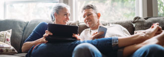 a couple relaxing on the couch 